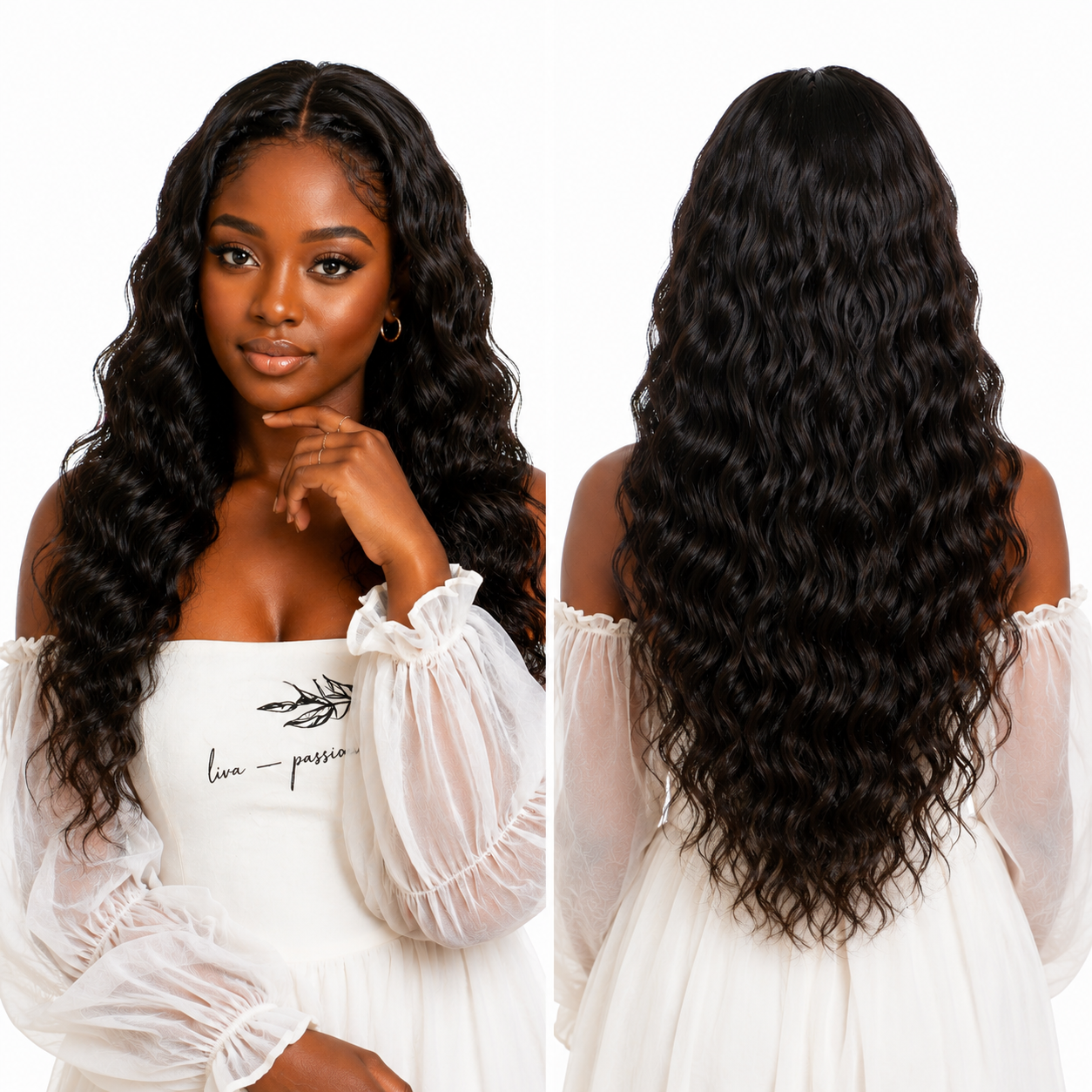 Weft - Natural Black Color 20 inches Double Drawn Quality Loose wave Hair Texture