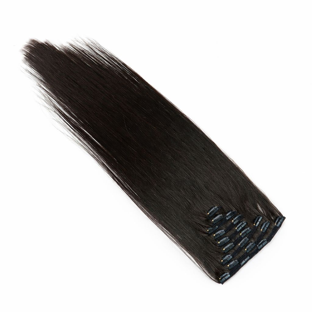 Clip in - Dark Brown Color 22 inches Super Double Drawn Quality Straight Hair Texture