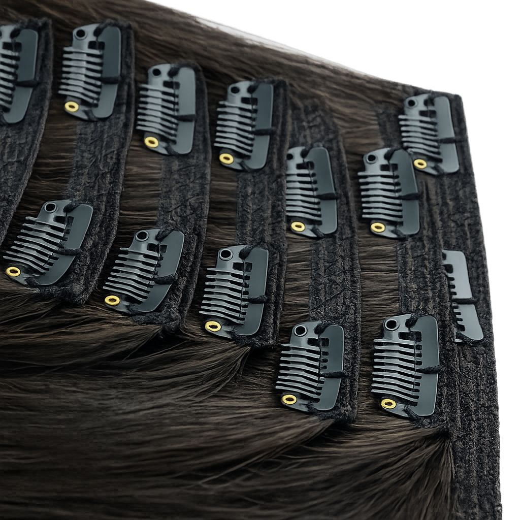Clip in - Dark Brown Color 22 inches Super Double Drawn Quality Straight Hair Texture