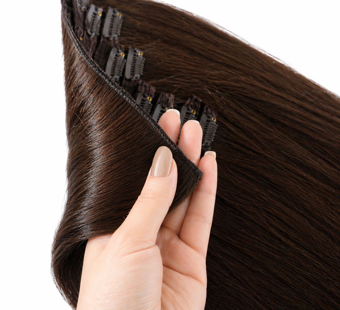 Clip in - Dark Brown Color 22 inches Super Double Drawn Quality Straight Hair Texture