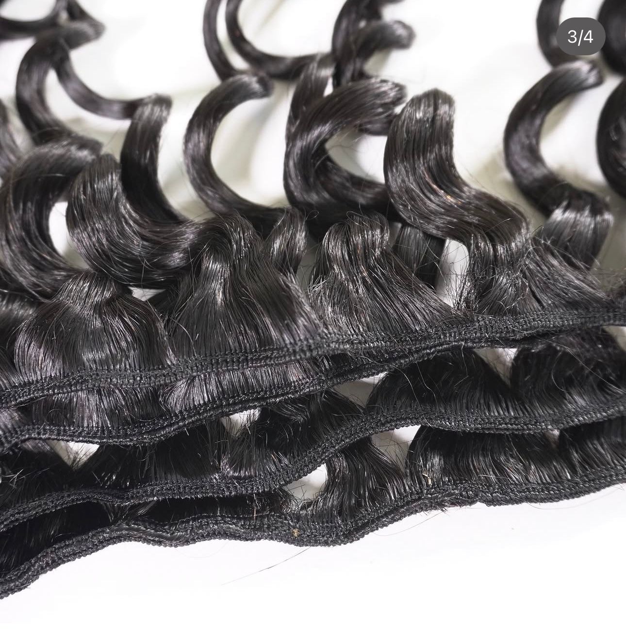 Weft - Natural Black Color 18 inches Super Double Drawn Quality Curly Hair Texture