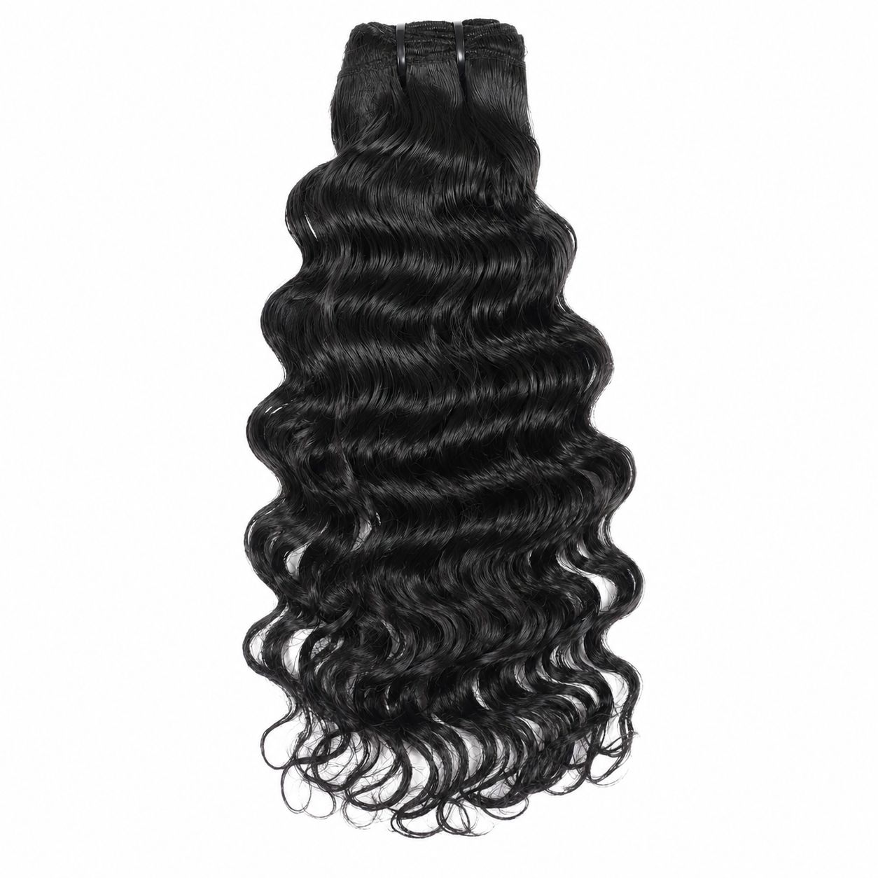 Weft - Natural Black Color 18 inches Super Double Drawn Quality Deep Wavy Hair Texture