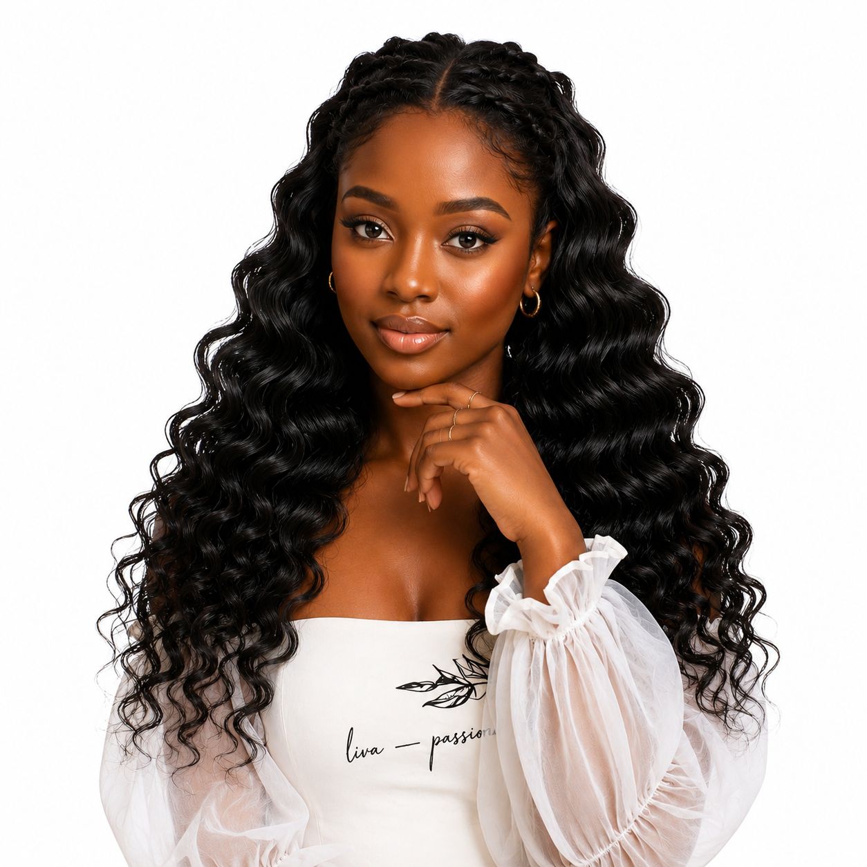 Weft - Natural Black Color 18 inches Super Double Drawn Quality Deep Wavy Hair Texture
