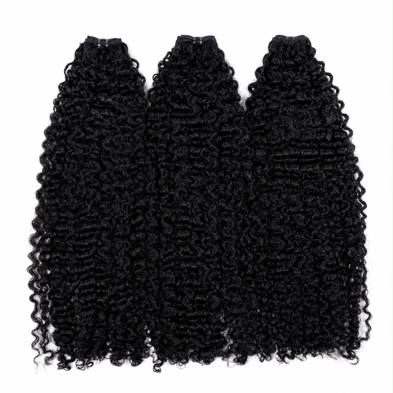 Weft - Natural Black Color 28 inches Super Double Drawn Quality Burmese Tight Curly Texture