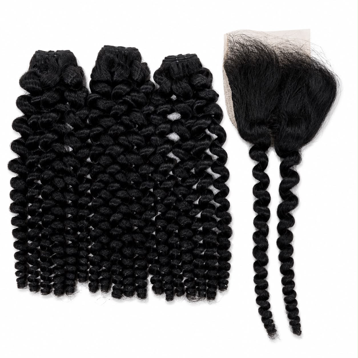Weft - Natural Black Color 26 inches Super Double Drawn Quality Eurasian Curly Texture