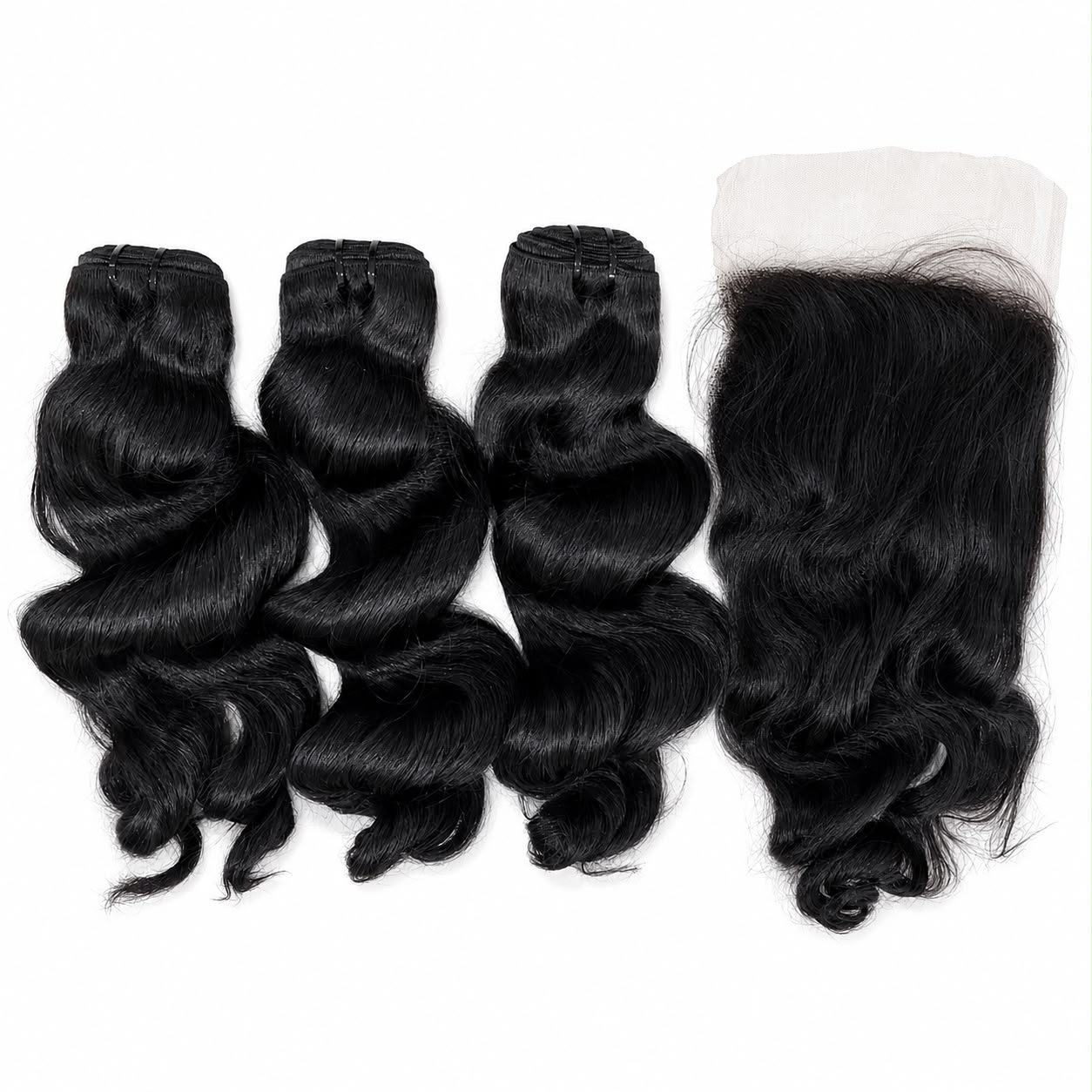 Weft - Natural Black Color 14 inches Super Double Drawn Quality Natural Wavy Texture