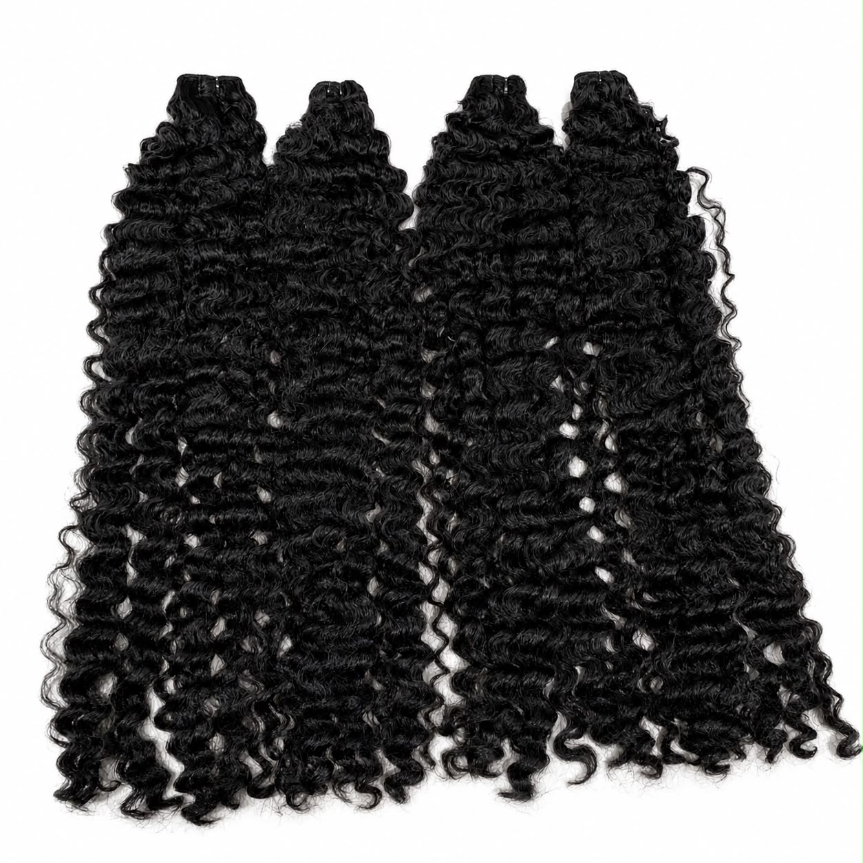 Weft - Natural Black Color 34 inches Super Double Drawn Quality Burmese Curly Texture