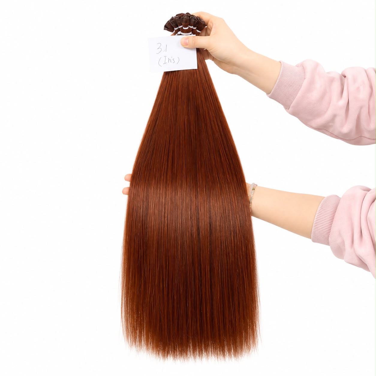 Mini Flat Tips - Color 31 - Iris Color ring Cooper Color 24 Inches Super Double Drawn Quality Natural Straight Hair Texture