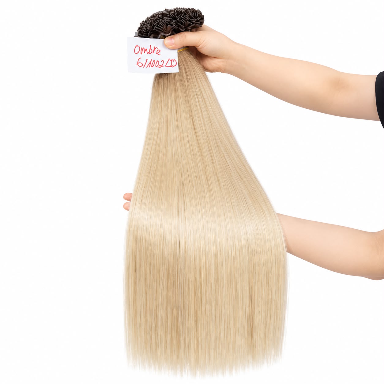 Keratin Flat Tips - Ombre color 6/1002 Iris Color ring 24 Inches Super Double Drawn Quality Natural Straight Hair Texture