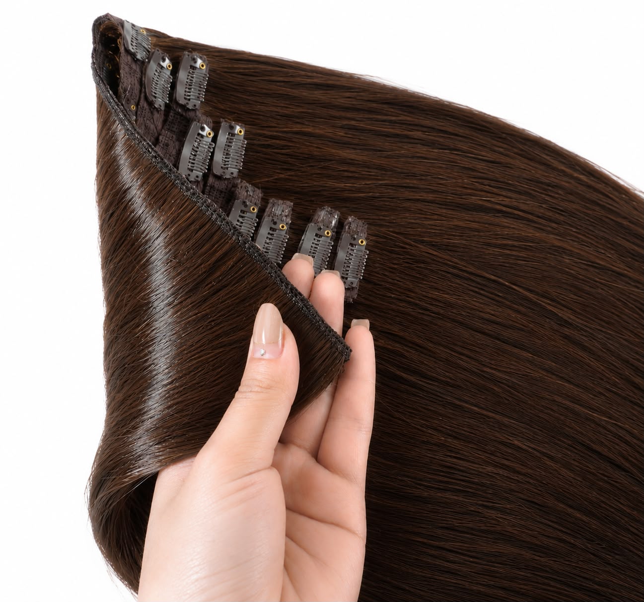 Clip in - Dark Brown #3 Color Hairshop2 24 inches Super Double Drawn Quality Straight Hair Texture