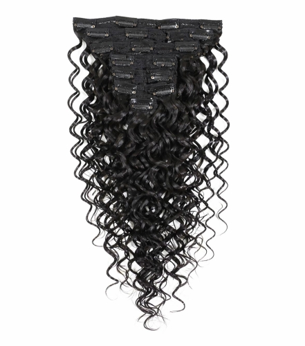 Clip in - Natural Black Color 20 inches Super Double Drawn Quality Curly Hair Texture