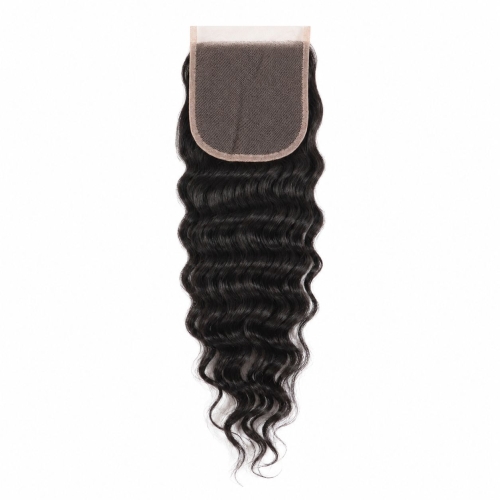 Closure - Natural Black Color 18 inches Loose deep wave Hair Texture HD lace Swiss Lace Double Knot