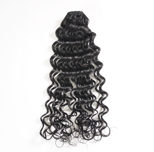 Weft - Natural Black Color 18 inches Super Double Drawn Quality Curly Hair Texture