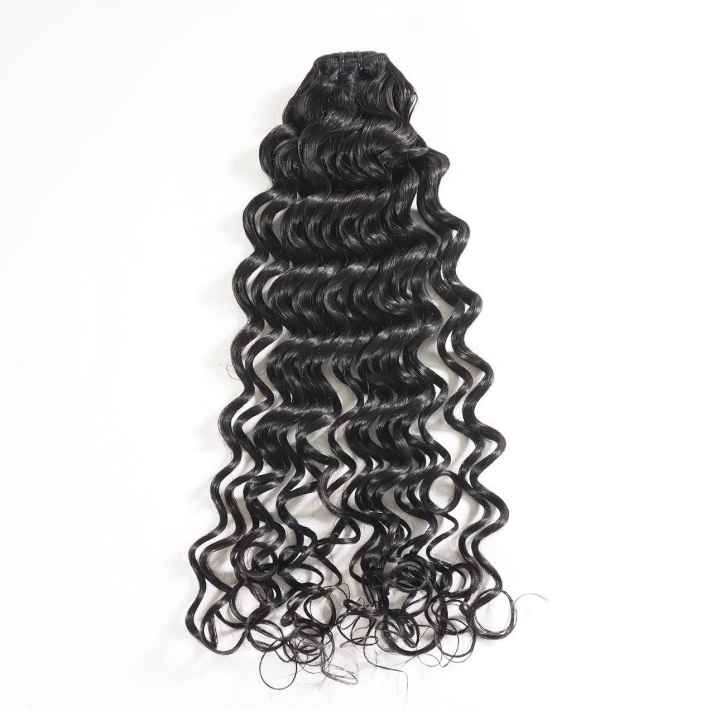 Weft - Natural Black Color 18 inches Super Double Drawn Quality Curly Hair Texture