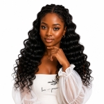 Weft - Natural Black Color 18 inches Super Double Drawn Quality Deep Wavy Hair Texture