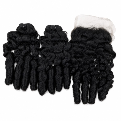 Weft - Natural Black Color 14 inches Super Double Drawn Quality Jerry to Loose Hair Texture
