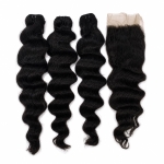 Weft - Natural Black Color 18 inches Super Double Drawn Quality Natural Wavy Texture