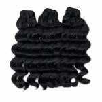 Weft - Natural Black Color 14 inches Super Double Drawn Quality Loose Deep Wavy Texture