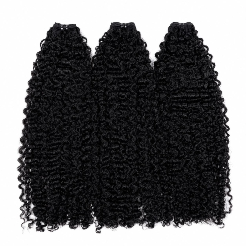Weft - Natural Black Color 28 inches Super Double Drawn Quality Burmese Tight Curly Texture