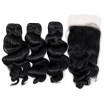 Weft - Natural Black Color 14 inches Super Double Drawn Quality Natural Wavy Texture