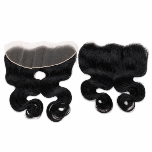 Frontal - Natural Black Color 16 inches Body wave Hair Texture HD lace Swiss Lace Double Knot