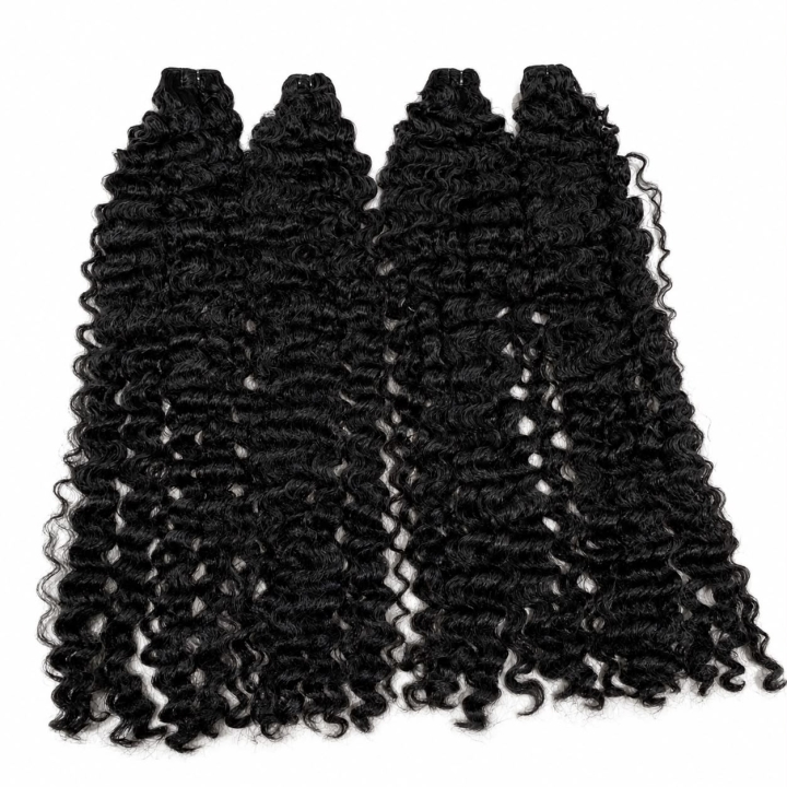 Weft - Natural Black Color 34 inches Super Double Drawn Quality Burmese Curly Texture