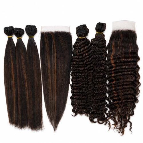 Weft - Piano Color 22 inches Super Double Drawn Quality Wavy Hair Texture