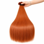 Keratin U Tips - Color 7.54 - Orange Color 24 Inches Super Double Drawn Quality Natural Straight Hair Texture