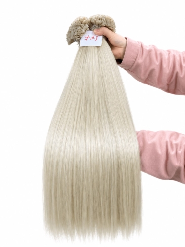 Keratin Flat Tips - 23 Iris Color ring 24 Inches Super Double Drawn Quality Natural Straight Hair Texture